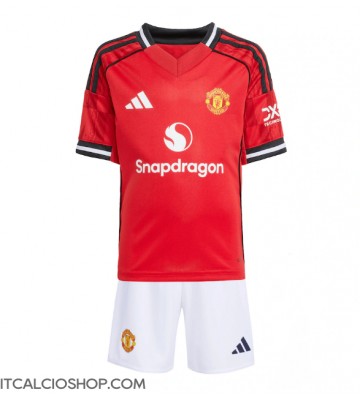 Manchester United Prima Maglia Bambino 2025-26 Manica Corta (+ Pantaloni corti)